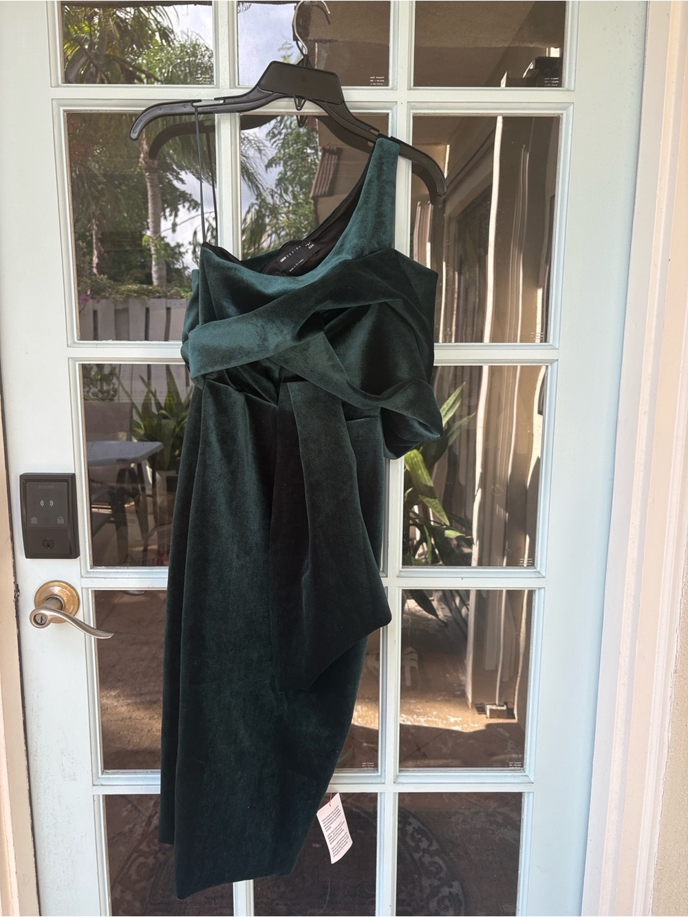 ASOS One-Shoulder Velvet Dress in Dark Green